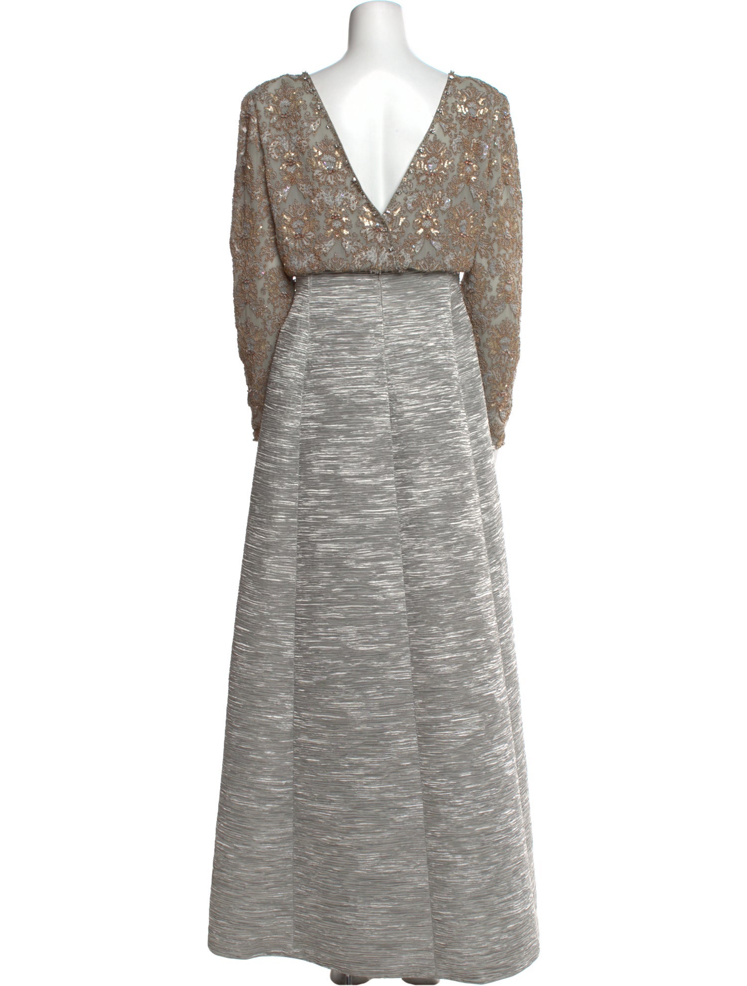 Mary McFadden Bateau Neckline Long Dress